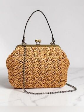 Patricia Nash Elara Woven Frame Bag Kiss Lock Mango (NWT) with Dust Bag